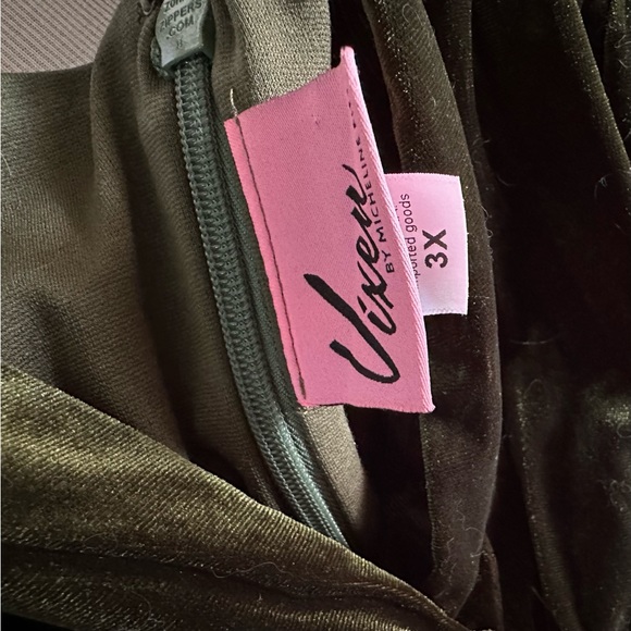 Starlet Wiggle Dress by Micheline Pitt in Olive Green - Picture 2 of 2